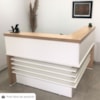 Mesa Balcao Atendimento Recepcao Tampo Tamburato 148X148 cm Carvalho Branco Artany