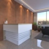 Mesa Balcao Atendimento Recepcao Tampo Tamburato 148X148 cm Carvalho Branco Artany