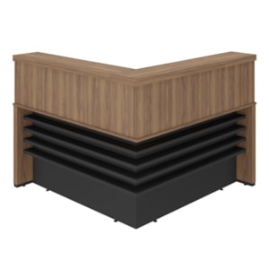 Mesa Balcao Atendimento Recepcao Tampo Tamburato 148X148 cm Nogal Preto Artany