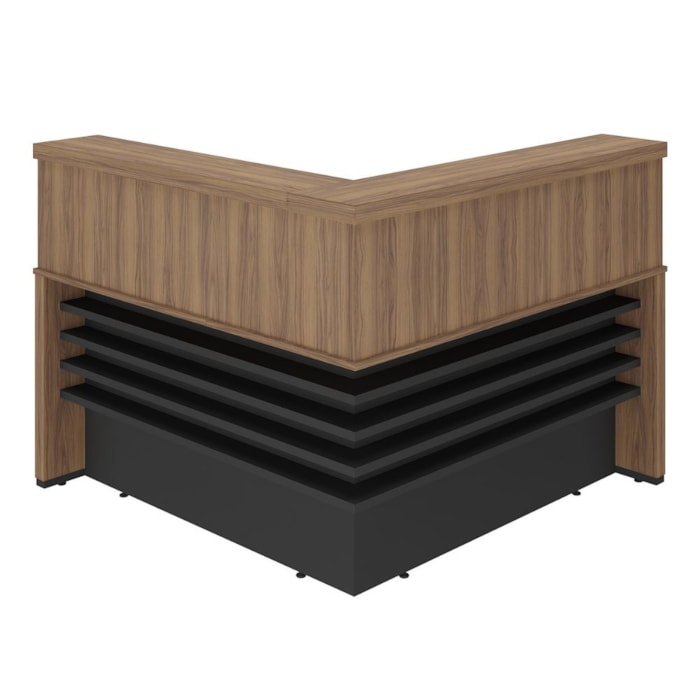 Mesa Balcao Atendimento Recepcao Tampo Tamburato 148X148 cm Nogal Preto Artany