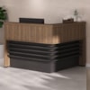 Mesa Balcao Atendimento Recepcao Tampo Tamburato 148X148 cm Nogal Preto Artany