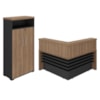 Mesa Balcao Recepcao 148X148 cm E Armário Com Nicho 173X90 cm Nogal Preto Artany