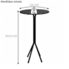 Mesa Bistro Alta Isabely Base Tubular 108x63cm Preto ARTEF