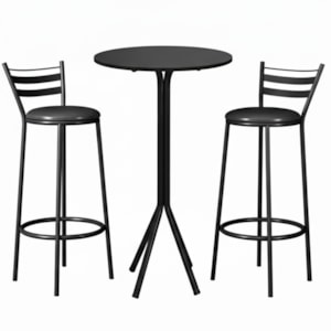 Mesa Bistro Isabely E 2 Banquetas Alta New Dubai Tubular Preto ARTEF