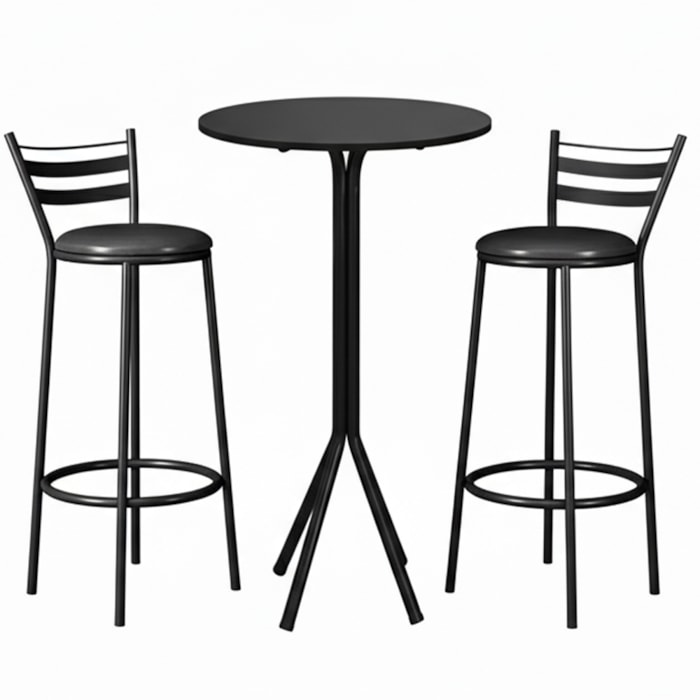 Mesa Bistro Isabely E 2 Banquetas Alta New Dubai Tubular Preto ARTEF