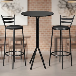 Mesa Bistro Isabely E 2 Banquetas Alta New Dubai Tubular Preto ARTEF