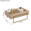 Mesa Centro Espelhada 92 cm Pes Metal Kika Off White Dourado DJ MOVEIS
