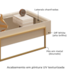 Mesa Centro Espelhada 92 cm Pes Metal Kika Off White Dourado DJ MOVEIS