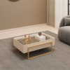 Mesa Centro Espelhada 92 cm Pes Metal Kika Off White Dourado DJ MOVEIS