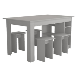 Mesa Com Nichos 4 Bancos 140 cm B21 Branco NOVAM