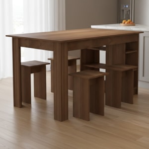 Mesa Com Nichos 4 Bancos 140 cm B21 Montana NOVAM