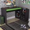 Mesa Computador de Canto Gamer Com Nichos 180 cm B24 Preto Verde NOVAM