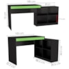 Mesa Computador de Canto Gamer Com Nichos 180 cm B24 Preto Verde NOVAM