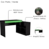 Mesa Computador de Canto Gamer Com Nichos 180 cm B24 Preto Verde NOVAM