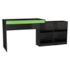 Mesa Computador de Canto Gamer Com Nichos 180 cm B24 Preto Verde NOVAM
