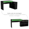 Mesa Computador de Canto Gamer Com Nichos 180 cm B24 Preto Verde NOVAM