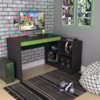 Mesa Computador de Canto Gamer Com Nichos 180 cm B24 Preto Verde NOVAM