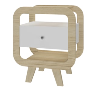 Mesa De Apoio 1 Gaveta 65 cm Porta USB Naturale Branco ARLY Mesa De Apoio 1 Gaveta 65 cm Porta USB Naturale Branco ARLY