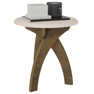 Mesa De Apoio Para Sala De Estar 51X50 cm Off White Pinho ARLY