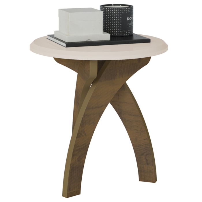 Mesa De Apoio Para Sala De Estar 51X50 cm Off White Pinho ARLY