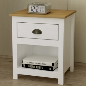 Mesa De Cabeceira 1 Gav Madeira Maciça 46 cm 9100 Branco Freijo Milani Store