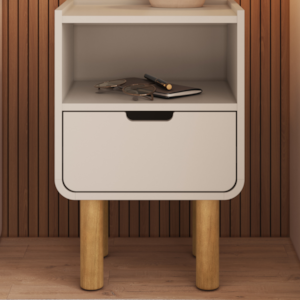 Mesa De Cabeceira 1 Gaveta 40 cm 28093 Aura Off White Artesano
