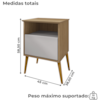 Mesa De Cabeceira 1 Gaveta 45 cm Cancun Cinamomo Off White BECHARA