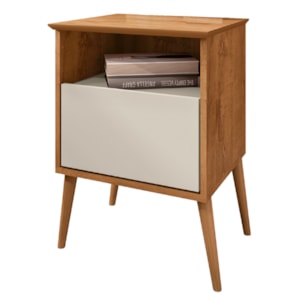 Mesa De Cabeceira 1 Gaveta 45 cm Cancun Naturalle Off White BECHARA