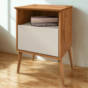 Mesa De Cabeceira 1 Gaveta 45 cm Cancun Naturalle Off White BECHARA