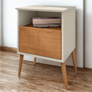Mesa De Cabeceira 1 Gaveta 45 cm Cancun Off White Naturalle BECHARA