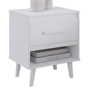 Mesa De Cabeceira 1 Gaveta 50 cm Mila Branco Mobbs