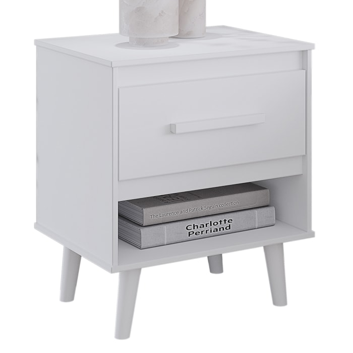Mesa De Cabeceira 1 Gaveta 50 cm Mila Branco Mobbs