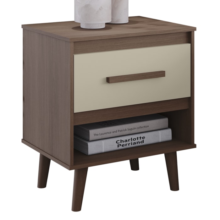 Mesa De Cabeceira 1 Gaveta 50 cm Mila Savana Off White Mobbs