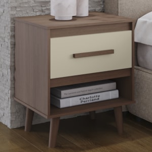 Mesa De Cabeceira 1 Gaveta 50 cm Mila Savana Off White Mobbs