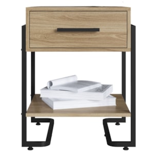 Mesa de Cabeceira 1 Gaveta P1059 49 cm Oak Preto PP Milani Store
