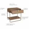 Mesa De Cabeceira 1G Organica 60 cm 28061 Hanover Dourado Artesano