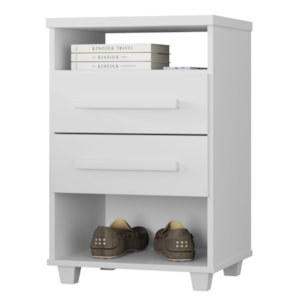 Mesa de Cabeceira 2 Gavetas 2 Nichos 45 cm Valente Plus Branco RUDK