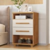 Mesa de Cabeceira 2 Gavetas 2 Nichos 45 cm Valente Plus Cedro Areia RUDK