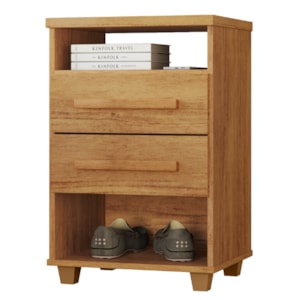 Mesa de Cabeceira 2 Gavetas 2 Nichos 45 cm Valente Plus Cedro RUDK