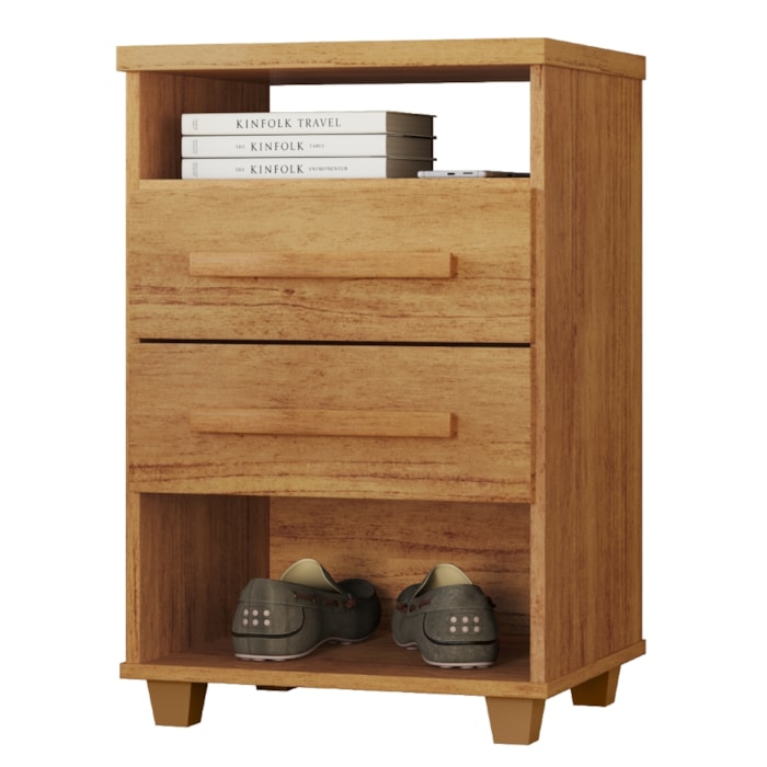 Mesa de Cabeceira 2 Gavetas 2 Nichos 45 cm Valente Plus Cedro RUDK