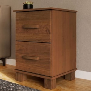 Mesa de Cabeceira 2 Gavetas 41 cm Madeira Macica Taeda 1137C Castanho Festra