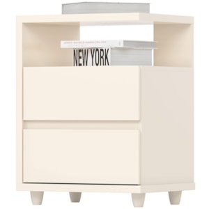 Mesa De Cabeceira 2 Gavetas 48 cm Campeche Off White Henn