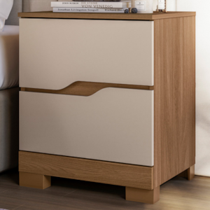 Mesa De Cabeceira 2 Gavetas 51 cm Ares Carvalho Fendi Moval