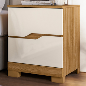 Mesa De Cabeceira 2 Gavetas 51 cm Ares Freijo Off White Moval