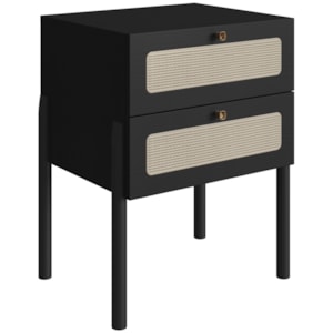 Mesa de Cabeceira 2 Gavetas Palhinha 27933 Linha Oslo Nero Artesano Mesa de Cabeceira 2 Gavetas Palhinha 27933 Linha Oslo Nero Artesano