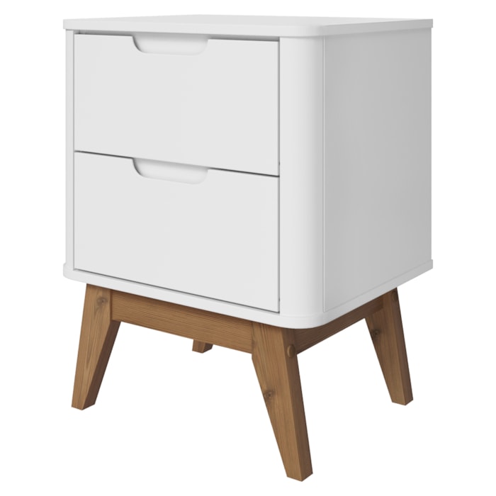 Mesa De Cabeceira 2 Gavetas Pes Madeira 50 cm Vicenza Branco DCASA