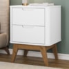 Mesa De Cabeceira 2 Gavetas Pes Madeira 50 cm Vicenza Branco DCASA