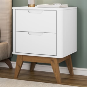 Mesa De Cabeceira 2 Gavetas Pes Madeira 50 cm Vicenza Branco DCASA