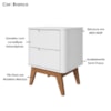 Mesa De Cabeceira 2 Gavetas Pes Madeira 50 cm Vicenza Branco DCASA