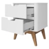Mesa De Cabeceira 2 Gavetas Pes Madeira 50 cm Vicenza Branco DCASA